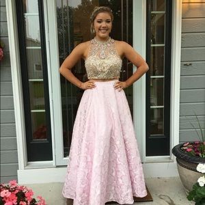 Pink 2 piece prom dress